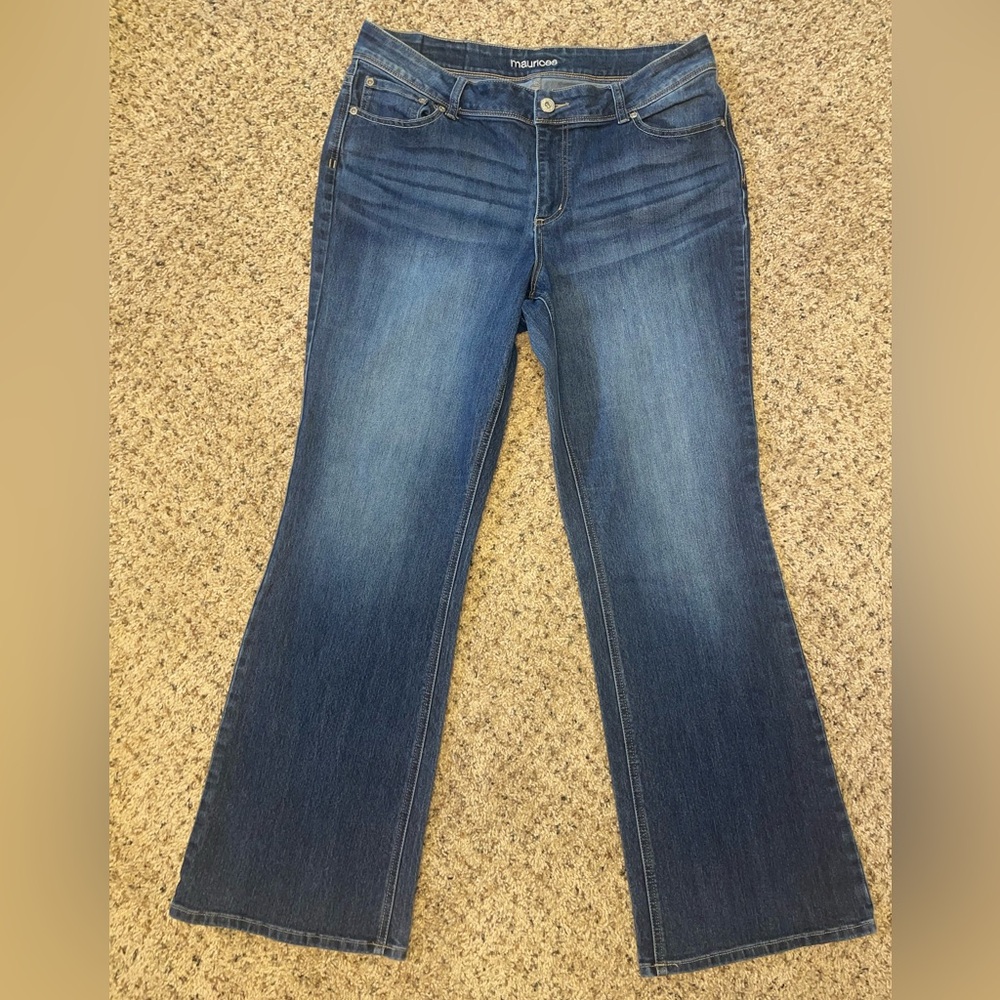 Maurices Dark Blue Flare Jeans Size 16R